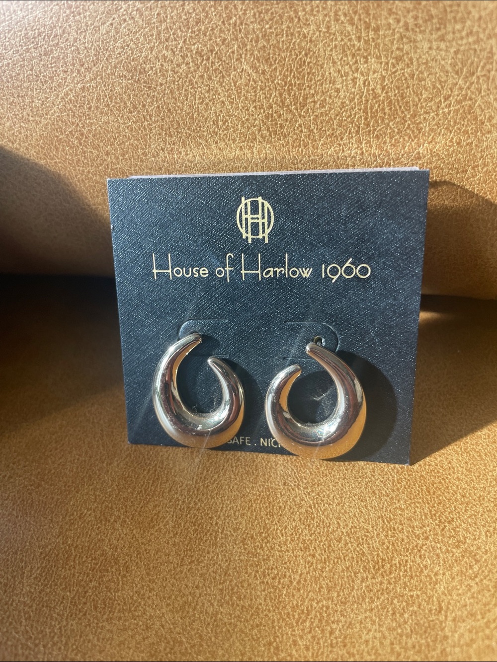 House of Harlow 1960 Chunky Silver-Tone Crescent Hoop Earrings
